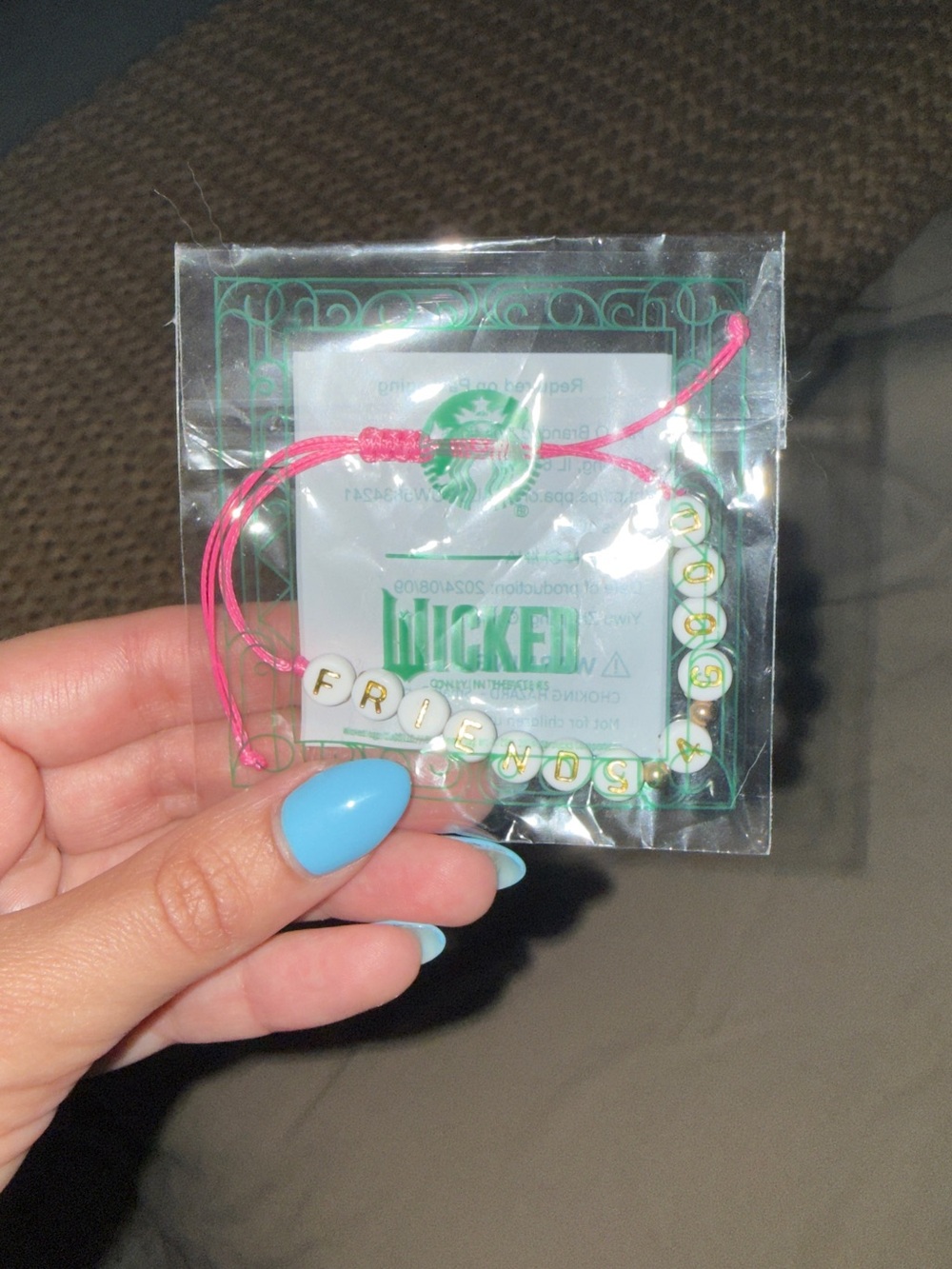 Wicked x Starbucks FRIENDS 4 GOOD Pink Cord and Gold Lettering